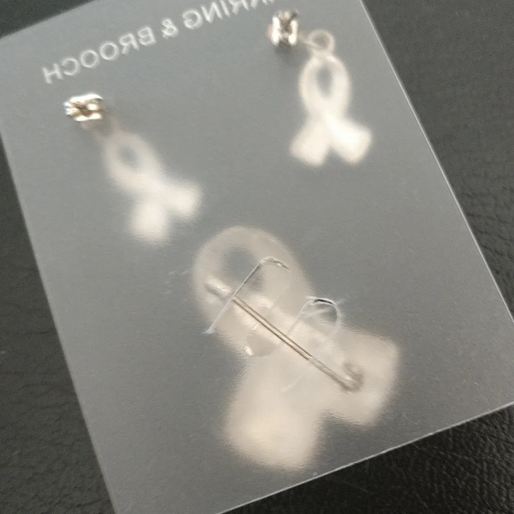 Breast Cancer🆕Brooch/Pendant & Matching Earrings New with Box
